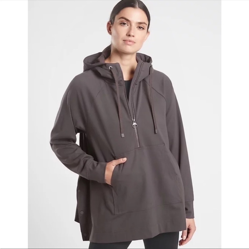 ATHLETA Glacier Handkerchief Poncho Hoodie Jacket  XXS gray